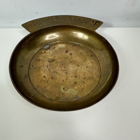 Vintage Mid Century Solid Brass Pocket Change Dish 5” Trinket Tray - Picture 2 of 9